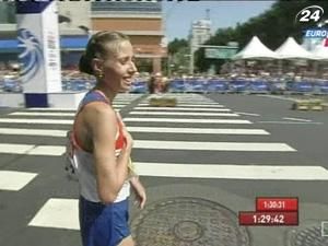 Ольга Каніськіна утретє поспіль виграла "золото" у ходьбі на 20 км
