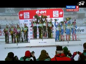 Биатлон: сборная Украины боролась за подиум в эстафете 4х6 км