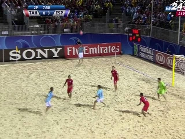 Испанцы пробились в четвертьфинал чемпионата мира по пляжному футболу