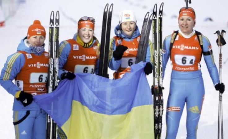 Биатлон: украинки завоевали серебро в эстафете