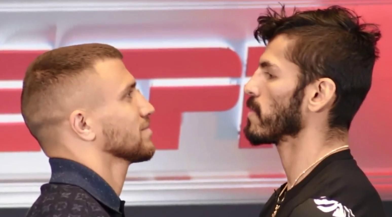 Василь Ломаченко провів першу дуель поглядів з Хорхе Лінаресом Василь Ломаченко провів першу дуель поглядів з Хорхе Лінаресом