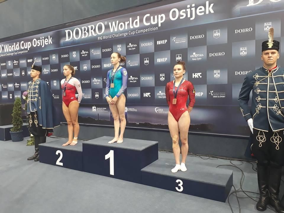 Українська гімнастка здобула три золоті медалі на змаганнях у Хорватії