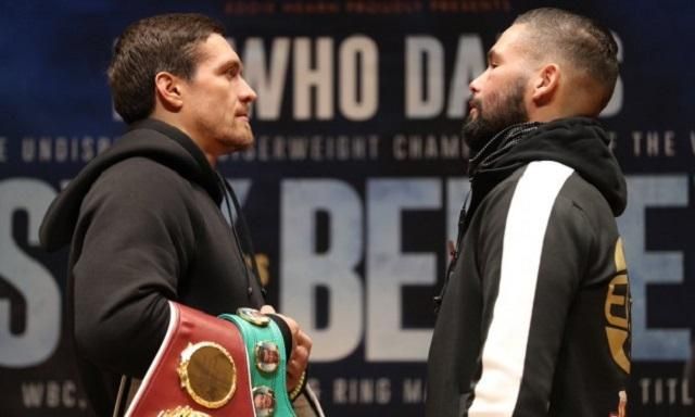 Усик та Белью провели кумедну дуель поглядів: відео Усик та Белью провели кумедну дуель поглядів: відео