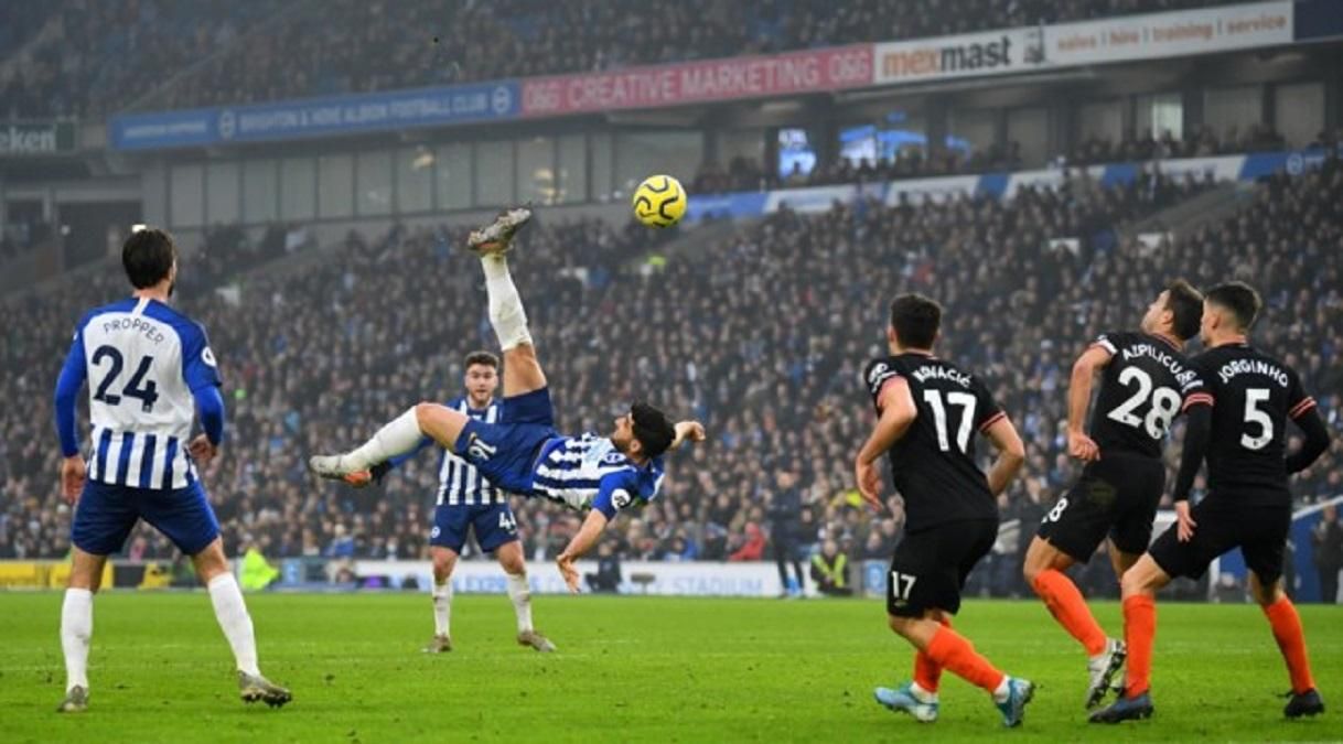 Гравець "Брайтона" забив фантастичний гол ударом через себе у матчі з "Челсі": відео Гравець "Брайтона" забив фантастичний гол ударом через себе у матчі з "Челсі": відео