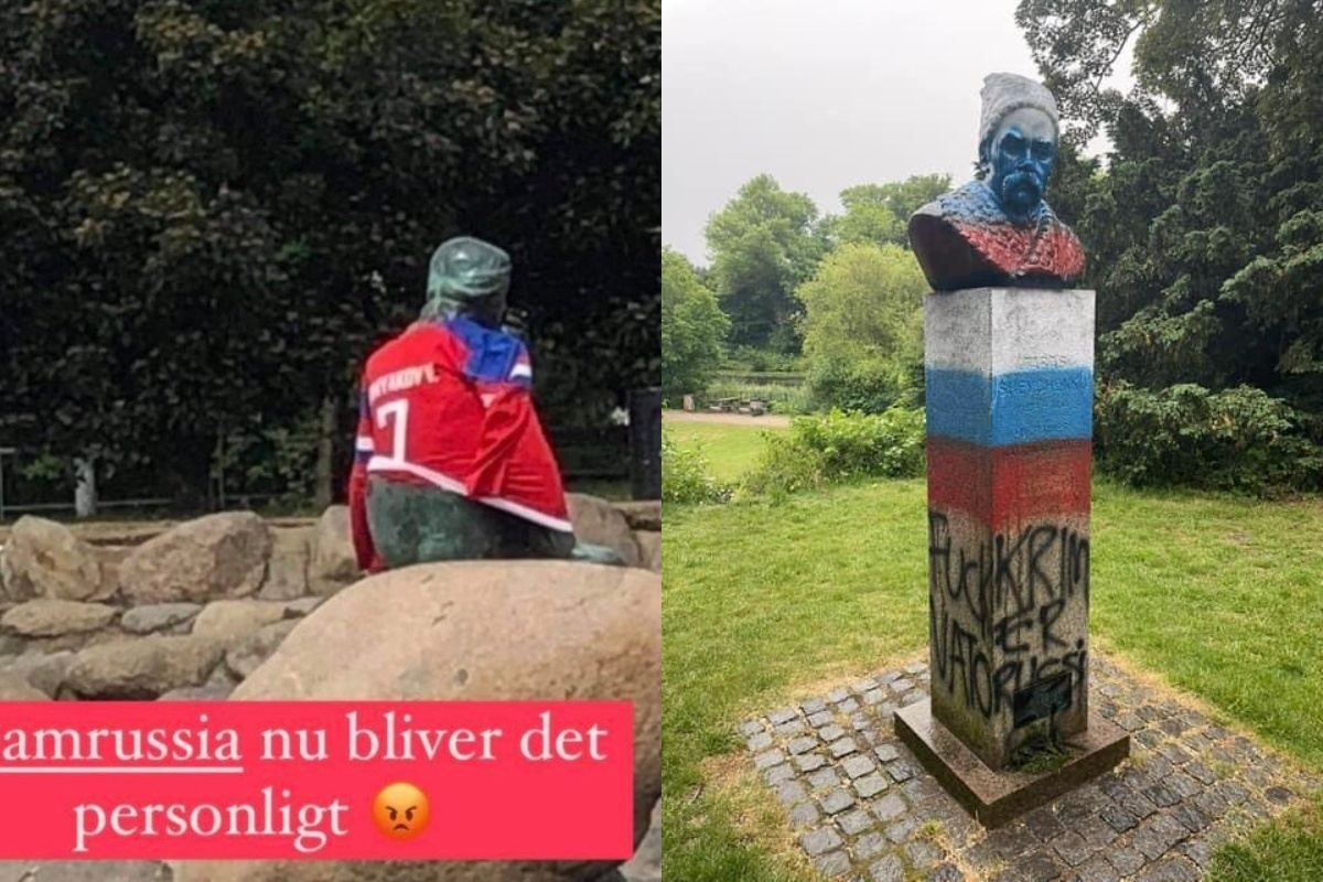 Російські вболівальники у Копенгагені осквернили Русалоньку Російські вболівальники у Копенгагені осквернили Русалоньку