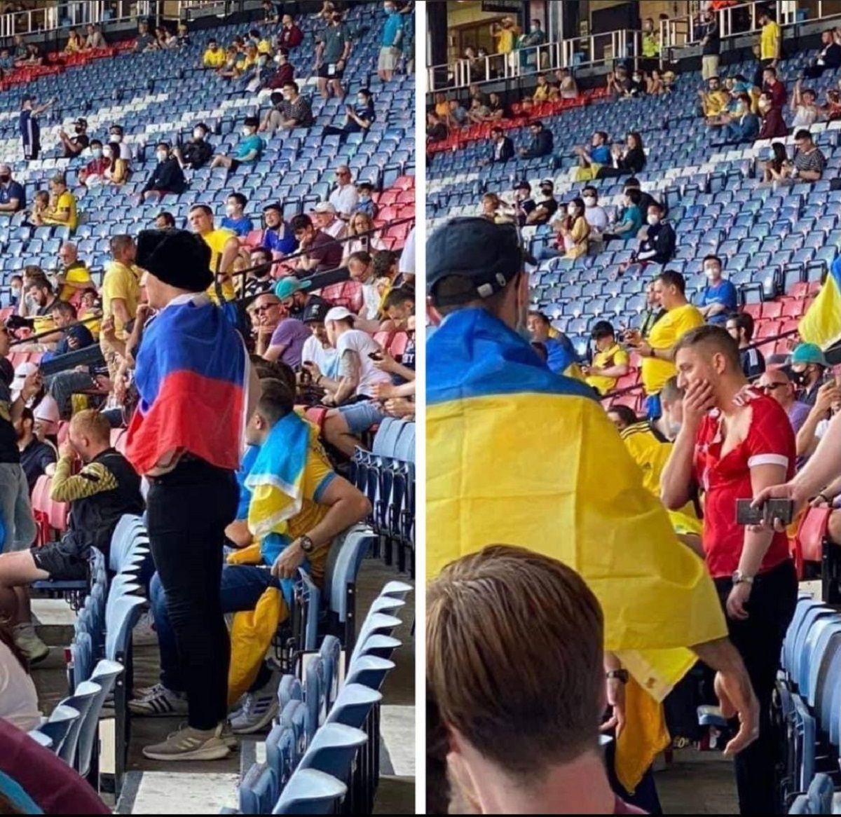 Фанат с российским флагом признался, зачем пришел на матч Украины