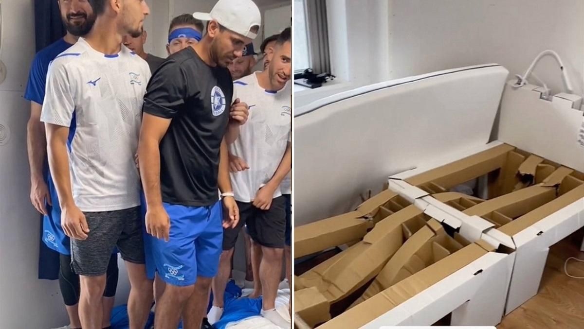 Спортсмены из Израиля курьезно сломали картонную кровать в Токио – видео