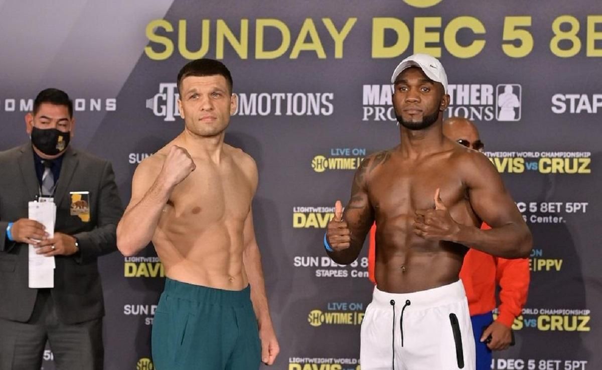 Адамес тяжелее Деревянченко: видео взвешивания накануне боя Адамес тяжелее Деревянченко: видео взвешивания накануне боя