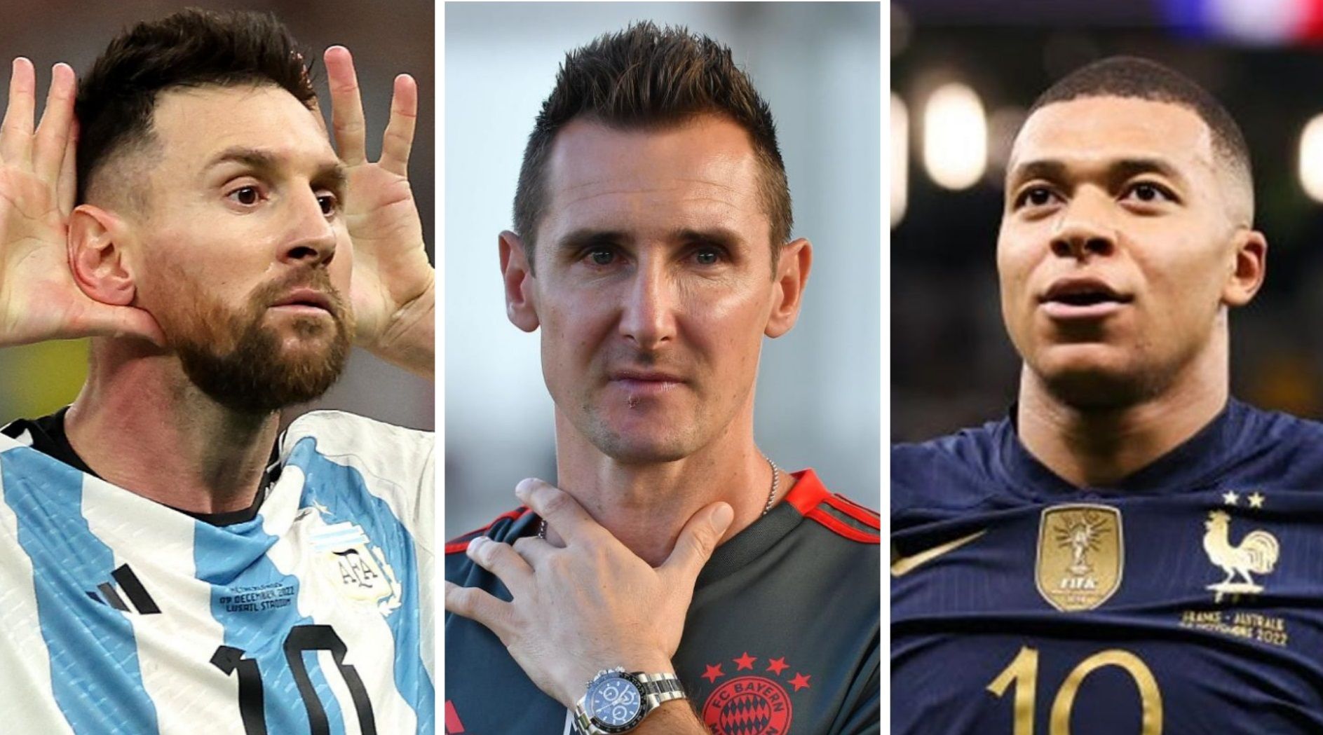 Ліонель Мессі, Мірослав Клозе та Кіліан Мбаппе Ліонель Мессі, Мірослав Клозе та Кіліан Мбаппе