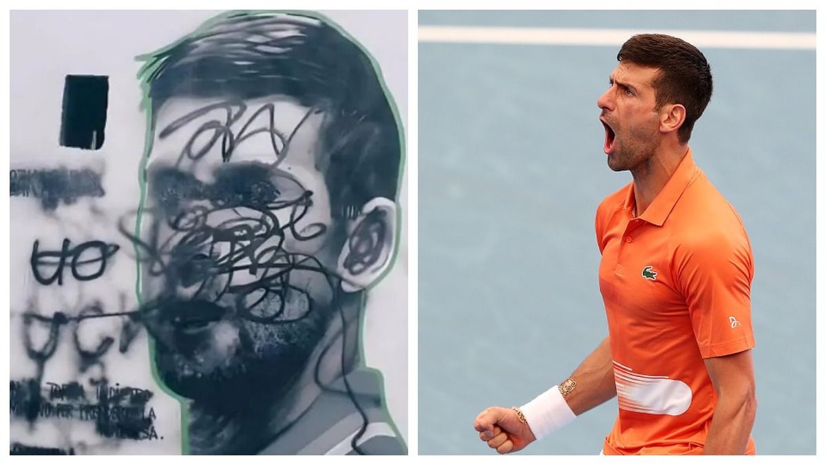 В Косово разрисовали мурал с изображением сербского теннисиста Джоковича