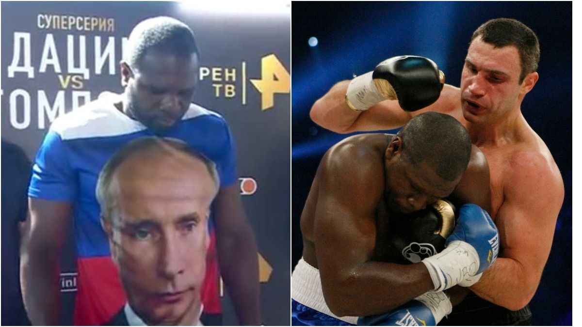 Американский боксер Кевин Джонсон занимается сексом в футболке с Путиным