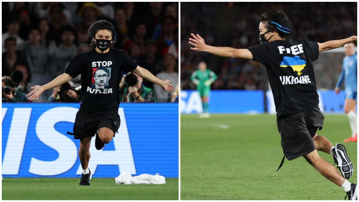 На фіналі жіночого ЧС з футболу вибіг уболівальник на підтримку України На фіналі жіночого ЧС з футболу вибіг уболівальник на підтримку України