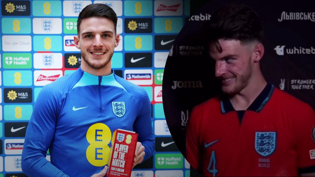 Україна Англія - Деклан Райс вивчив гасло Слав Україні під час флеш-інтерв'ю - відео Україна Англія - Деклан Райс вивчив гасло Слав Україні під час флеш-інтерв'ю - відео