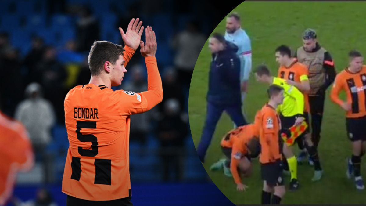 Шахтер Антверпен - лайнсмен сфолил на Бондарю после матча Шахтер Антверпен - лайнсмен сфолил на Бондарю после матча