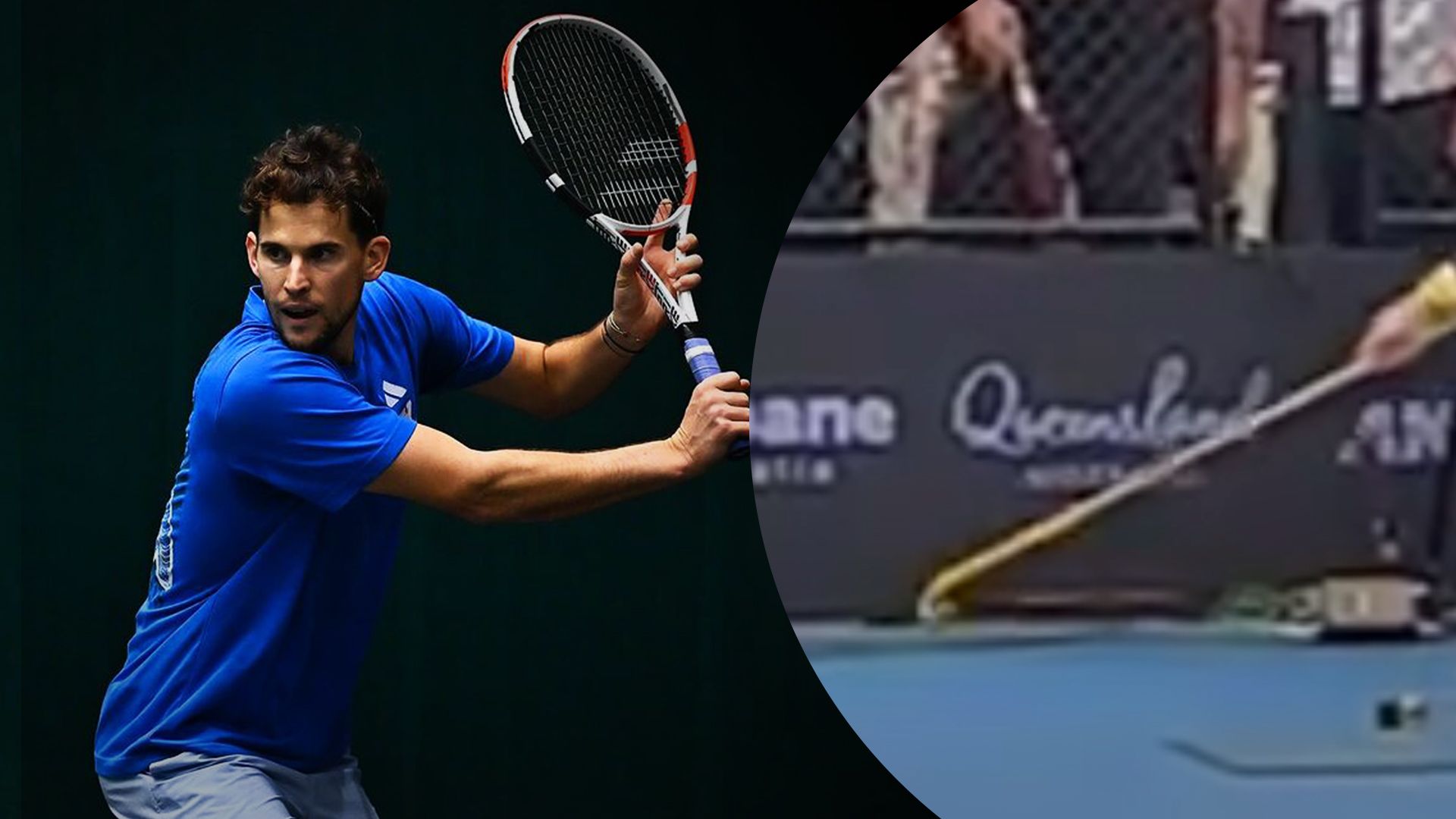 Домінік Тім зустрівся зі змією на корті Домінік Тім зустрівся зі змією на корті