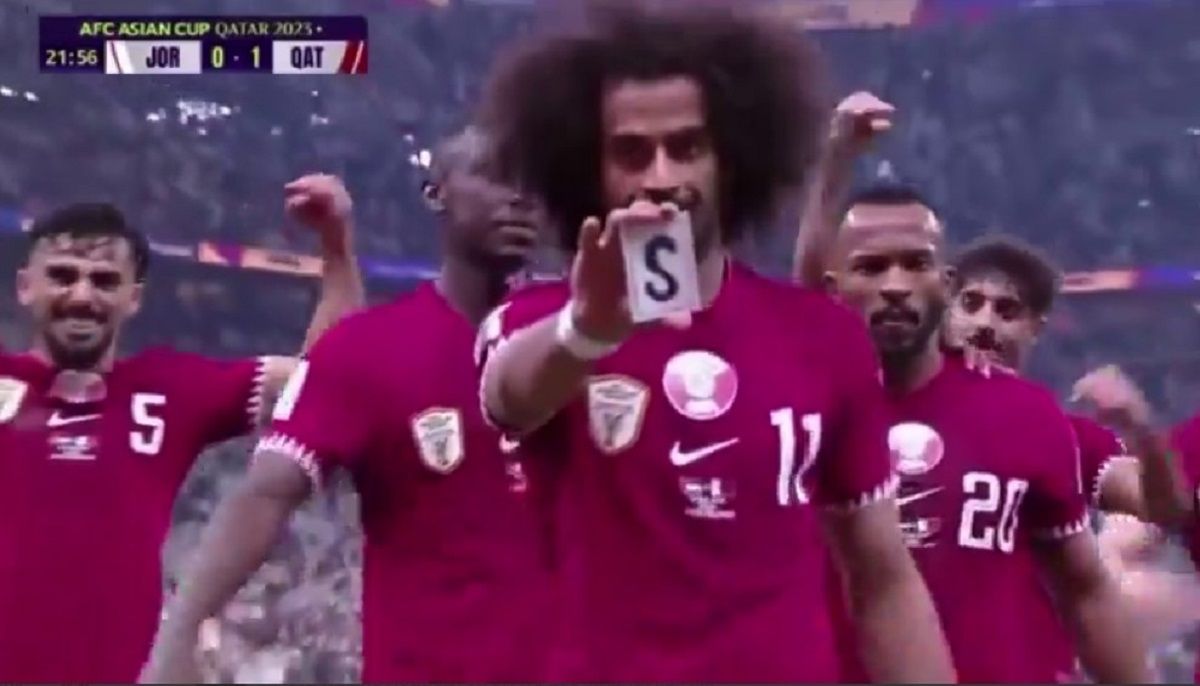 Иордания Катар - Афиф магическим трюком отпраздновал гол в финале Кубка Азии