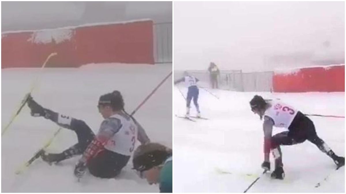 Російськи лижниці потрапили у масовий завал на трасі в Сочі відео