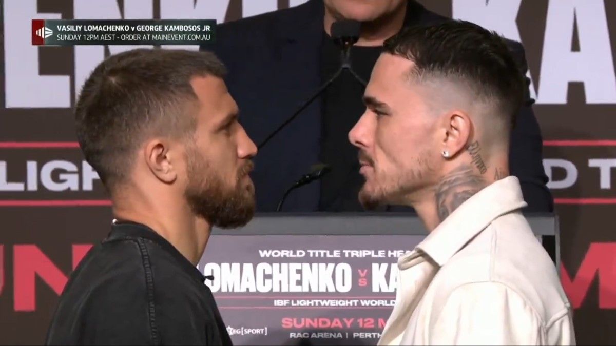 Дуель поглядів між Ломаченко і Камбососом Дуель поглядів між Ломаченко і Камбососом