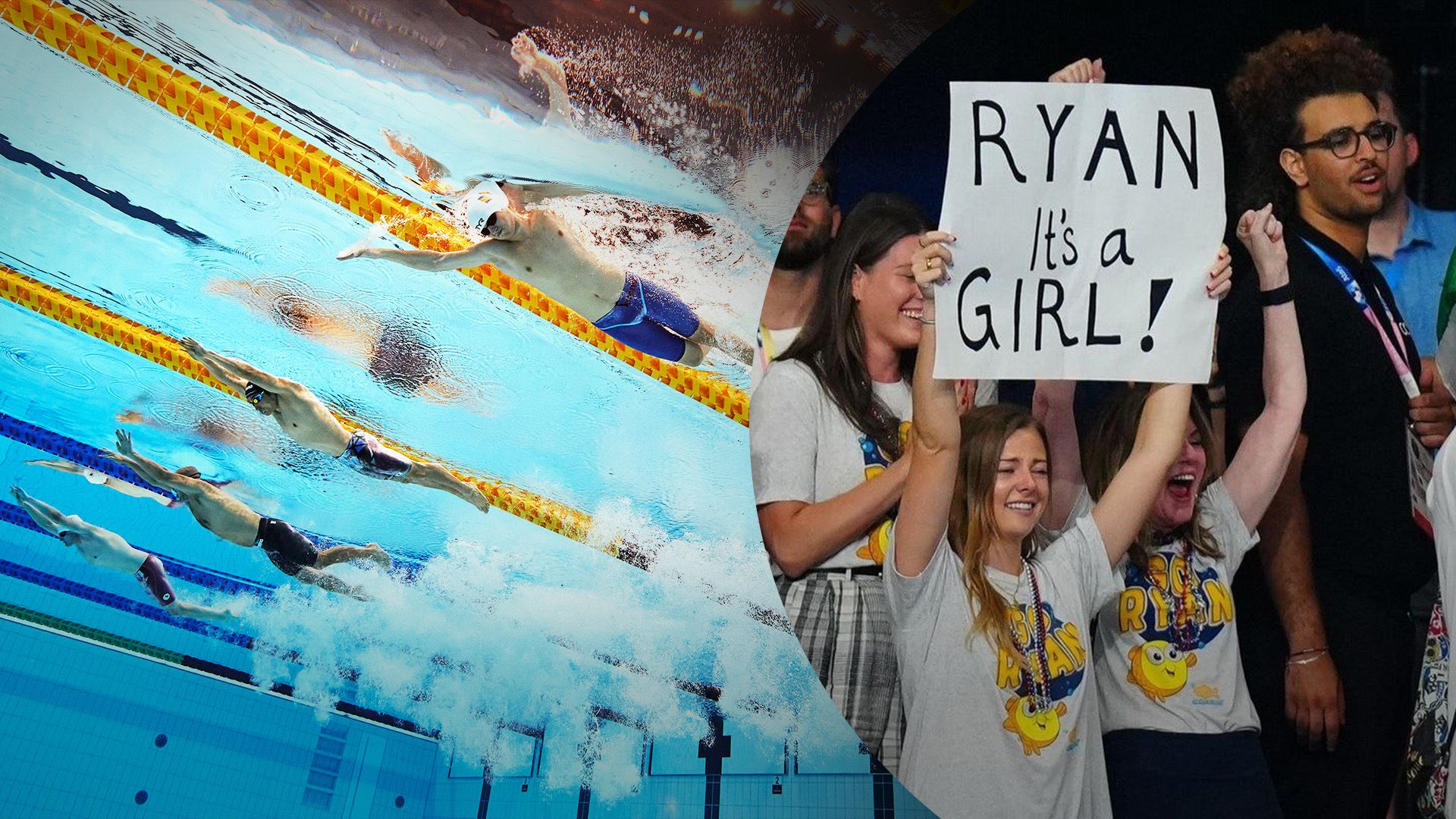 Жена пловца раскрыла плакат с полом ребенка Жена пловца раскрыла плакат с полом ребенка