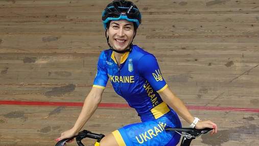 Українська велогонщиця Олена Старікова позмагається за перемогу в UCI Track Champions League